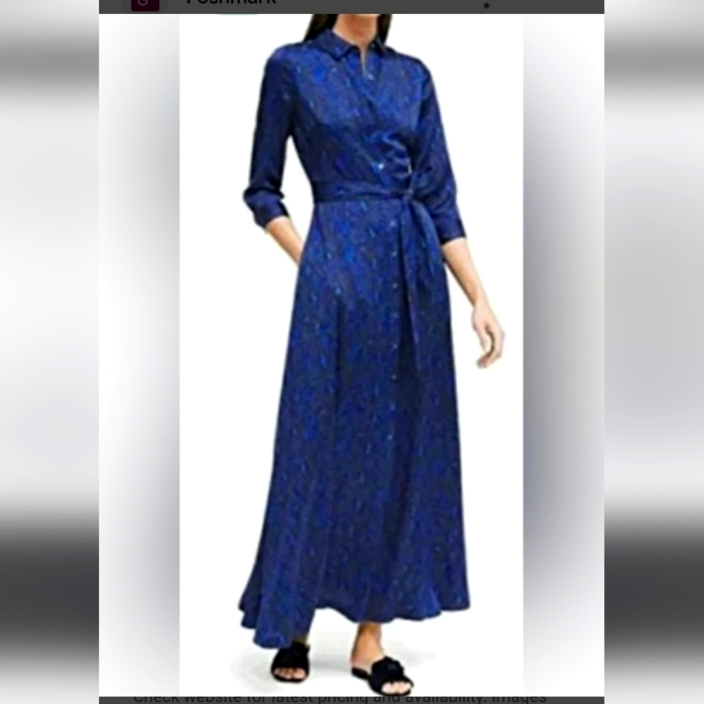 Banana Republic Elegant Navy Long Sleeve Dress